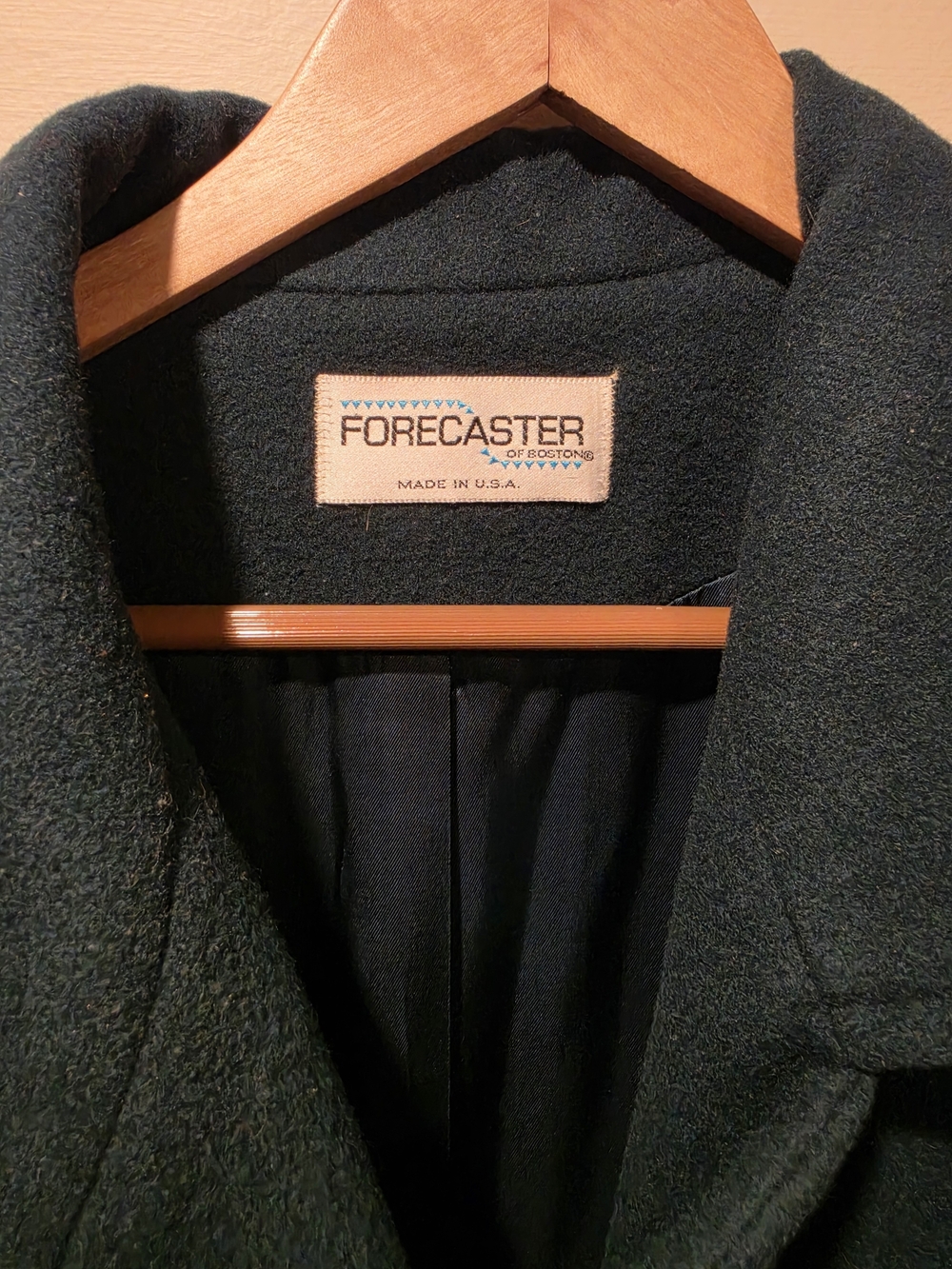 Vintage 80s Forecaster Pure Wool Coat Emerald Green ILGWU Union Made 14 44" Long - Picture 7 of 10